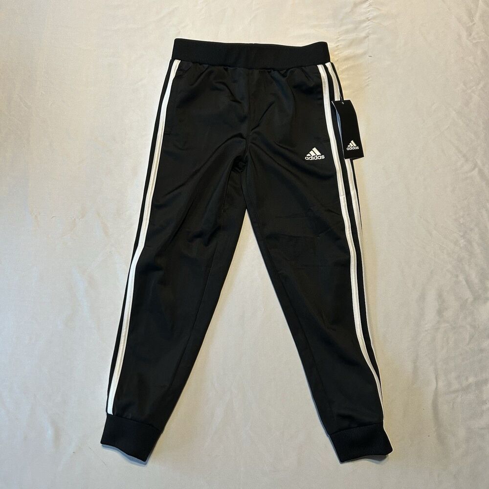 Adidas Black w/ White 3-Stripes Jogger Pants Youth XS (6/6X)